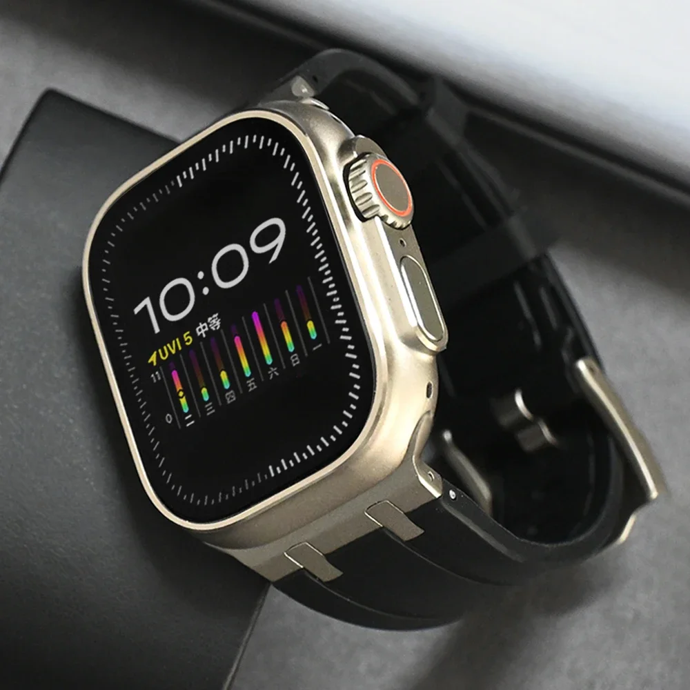 

Ремешок из титанового силикона для Apple Watch Ultra 2 49 мм, браслет для iWatch series 9 8 7 6 5 4 se, 45 мм 42 мм 44 мм