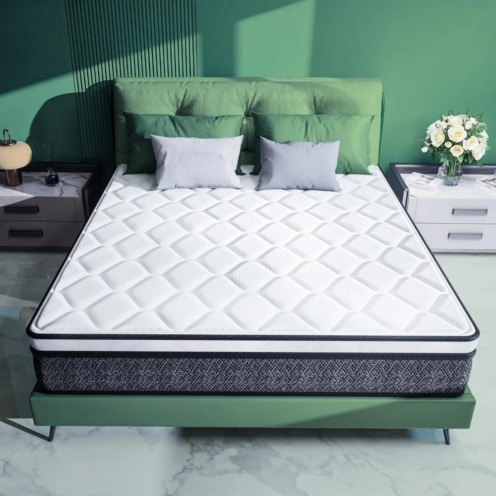 10 Inch Queen Size Mattresses in a Box, Medium Firm Hybrid with Gel Memory Foam and Pocketed Springs for Motion Isolation image 2