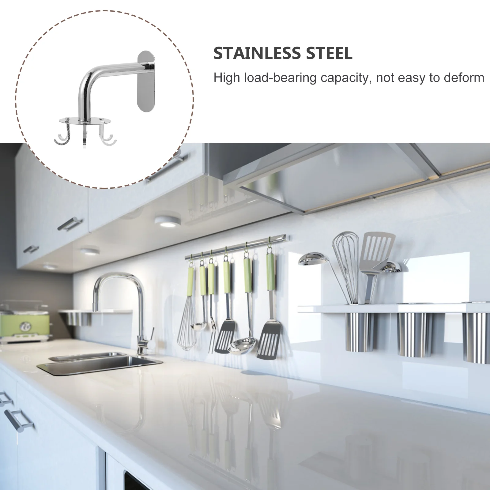 

Wall-mounted Stainless Steel Hook Kitchen Utensils Hangers for Iron Bathroom Holder