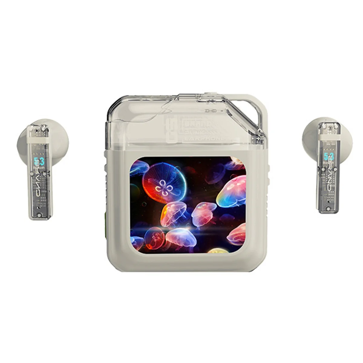 

LED Full-Color Touch Screen Bluetooth Earphones Active Noise Reduction True Wireless Smart ANC Headphones White