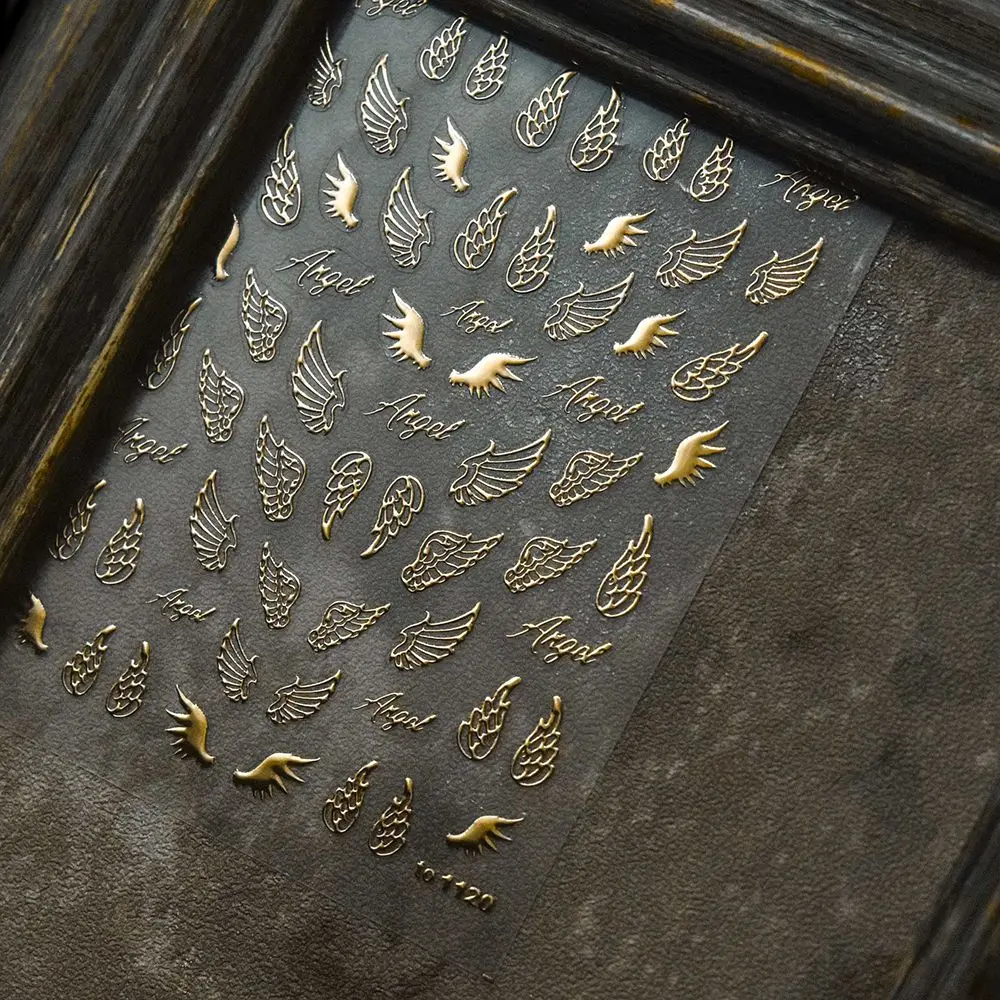 DIY تصميم خاص ملصقات بمادة لاصقة ذاتية منقوشة مسمار الفن صائق ثلاثية الأبعاد أجنحة الملاك مسمار ملصق مسمار الزينة مانيكير أداة #5