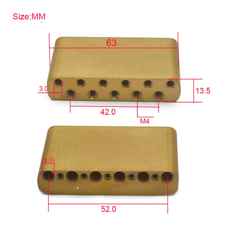 37.5MM Ultra Solid Fat 10.4MM Brass Tremolo Block for Tremolo Bridge of Electric Guitar 63x13.5x37.5MM Brass