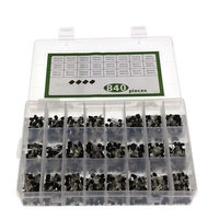 840PCS TO-92 Diode Transistor Set Black Diode Transistor Suit ABS Diode Transistor Suit 24 Specifications Transistor Kit