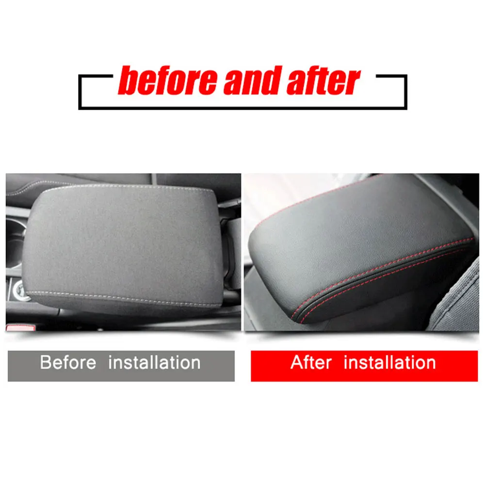 For VW Golf 7 MK7 2014-2020 PU Leather Car Armrest Cover Trim Center Console Latch Lid Protector Cap Interior Car Accessories