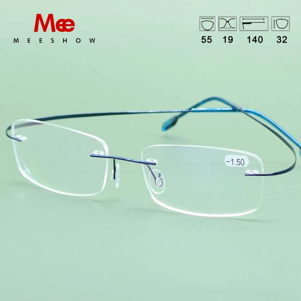 Meeshow สายตาสั้น Rimless กรอบแว่นตาหน่วยความจําแว่นตา Prescription Ultralight ยืดหยุ่นกรอบ-50 -100 ไม่มีสกรู Optical