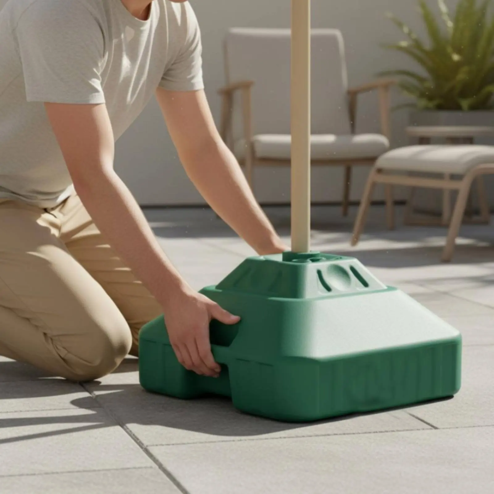 

30L Weighted Sunshade Base Universal Fit Water Fillable Umbrella Base Water Filled Umbrella Stand Rustproof for Garden
