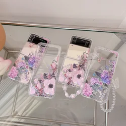 Butterfly Bracelet Flower Transparent Folding Cases For Samsung Galaxy Z Flip 6 5 4 3 ZFlip3 Case Soft silicone Shockproof Cover