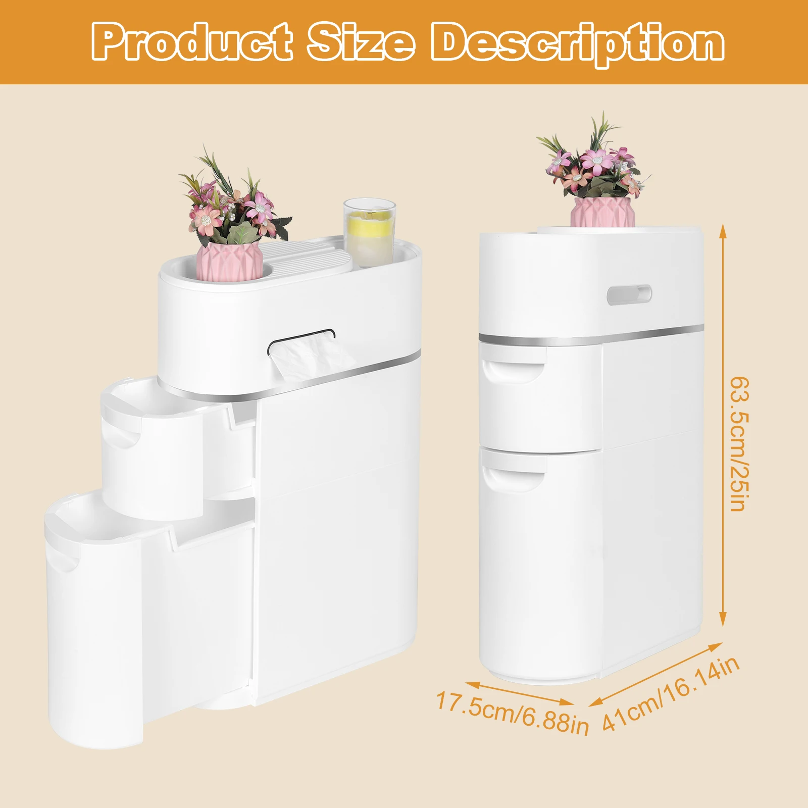 

Modern Floor Storage Cabinet with Wheels Plastic Storage Cabinet Large Capacity Free Standing Floor Cabinet Bedroom Accessories