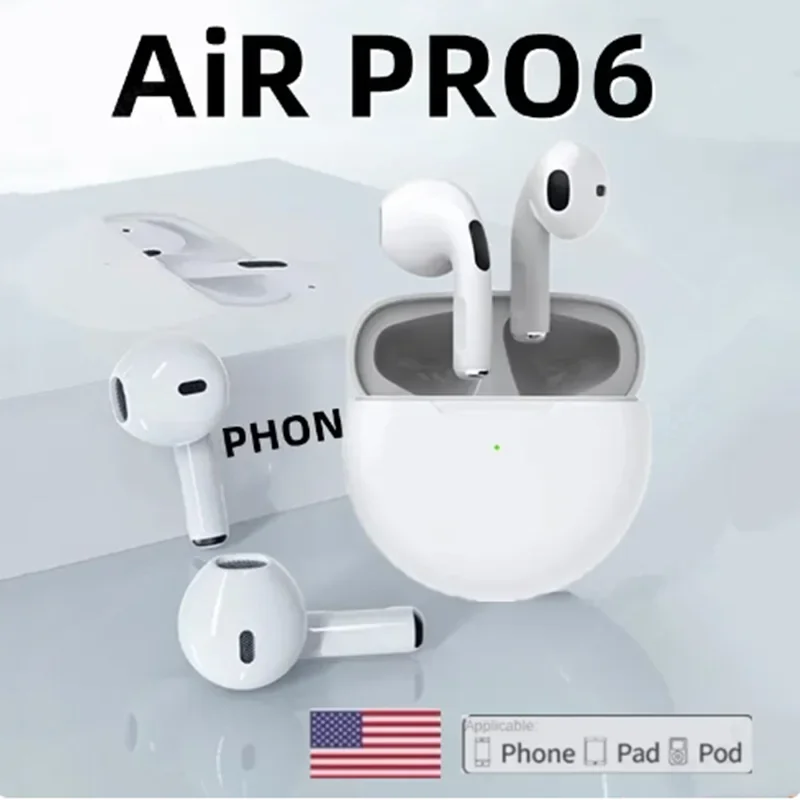 Original Air Pro 6 TWS Wireless Bluetooth Earphones Mini Pods Earbuds Earpod Handfree Headset For Xiaomi Apple iPhone Headphones