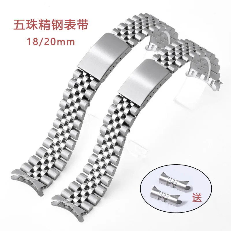 Cinturino per orologio presidenziale in acciaio inossidabile massiccio da 18/20 mm con estremità curva adatta per Rolex DATEJUST Watchba