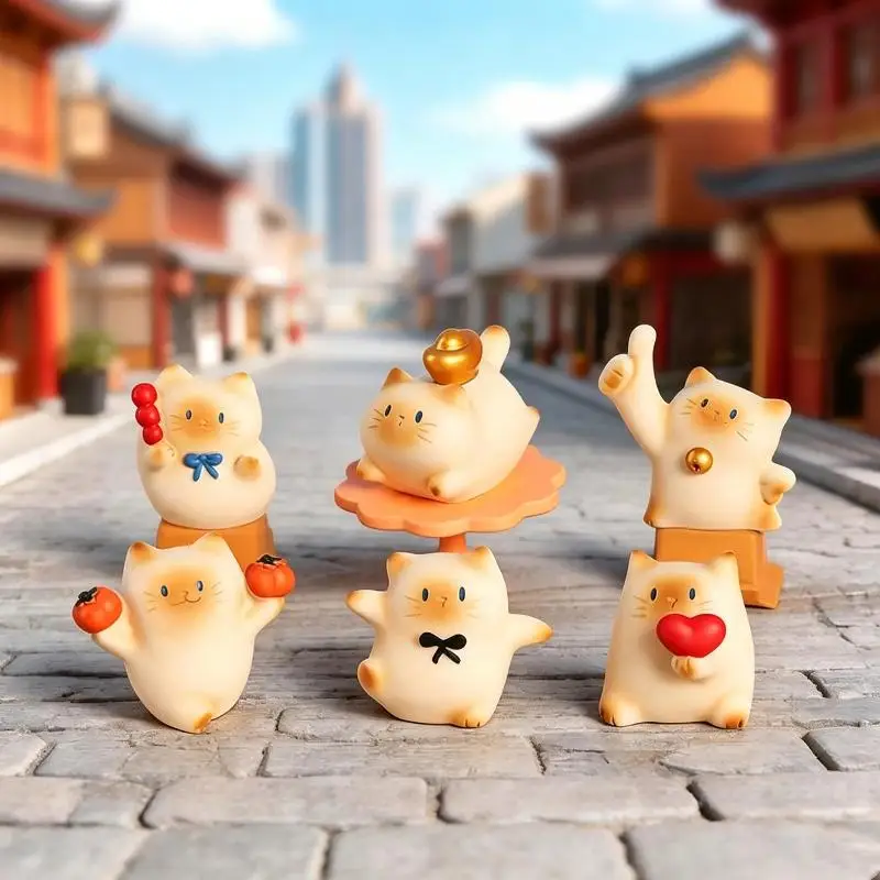 Cartoon Chubby Cat Series Resin Figurines Holiday Home Decorations Model Toys Surprise Gifts Desktop Ornaments