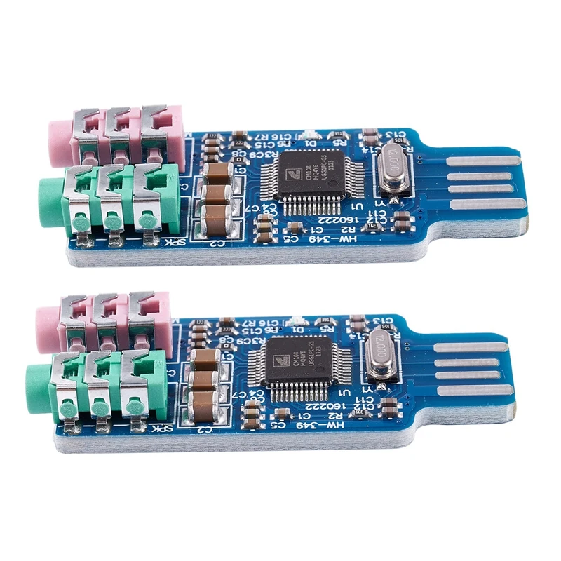 

2X Free Driver USB Sound Card CM108 USB Sound Card Chip Blue