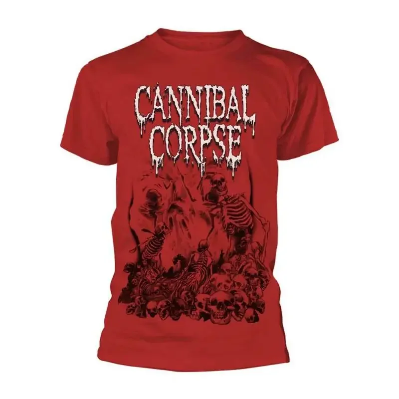 Cannibal Corpse 'Pile Of Skulls' Red T shirt NEW