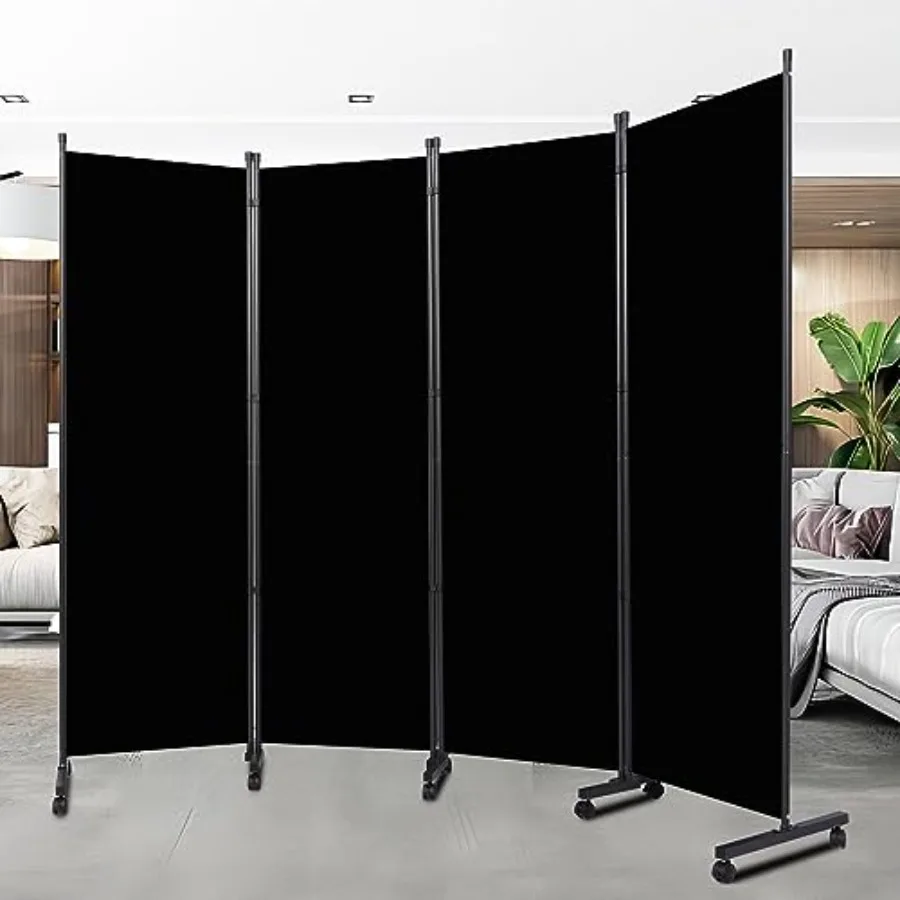 

Portable 88'' 4 Panel Fabric Room Divider with Wheels for Home Office Hospital Room Separation Privacy Screen Freestanding Fold