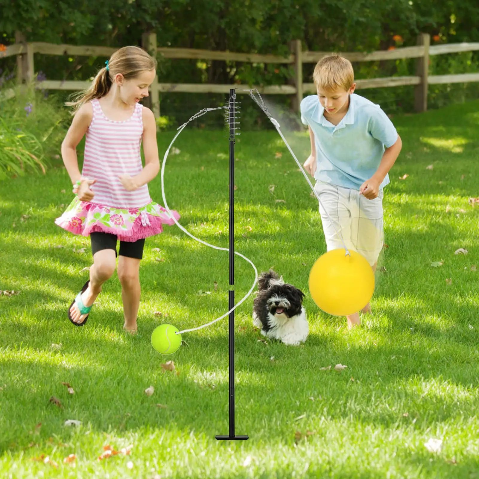 ชุดเทเธอร์บอลเทนนิส กิจกรรมสร้างความสัมพันธ์ในครอบครัว กีฬาอินเทอร์แอคทีฟ ชุดฝึกเทเธอร์บอลเทนนิส สำหรับสนามหญ้า สวนหย่อม ลานบ้าน โรงเรียน ชายหาด วันหยุดพักผ่อน