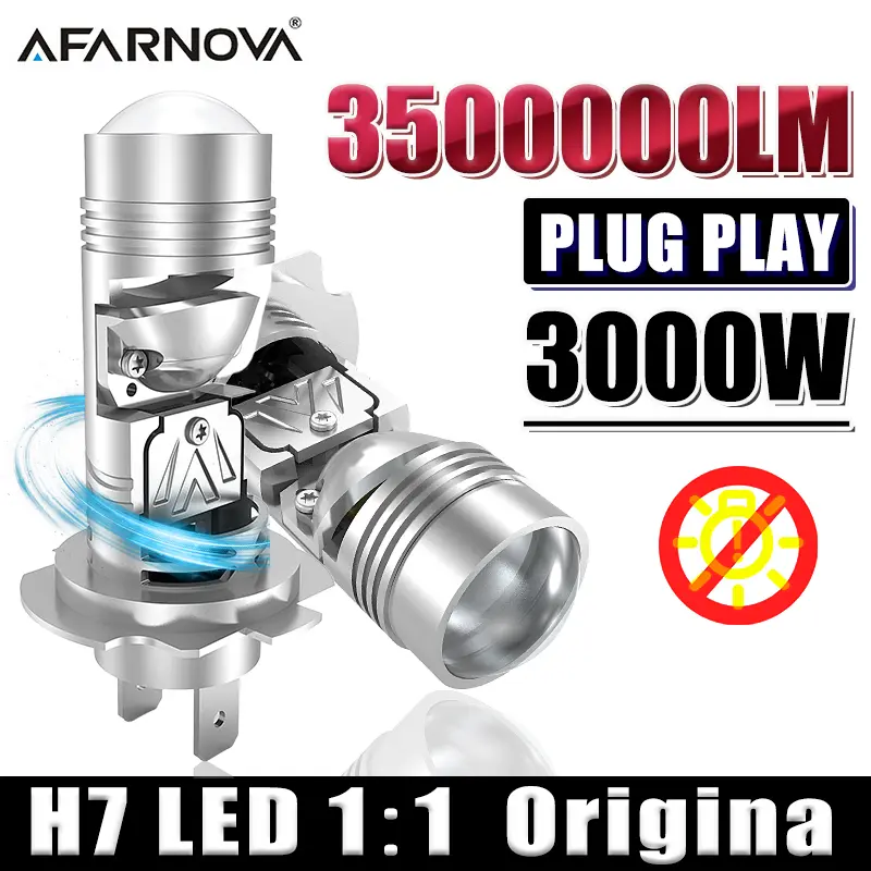 H7 led projetor carro farol lâmpadas lente canbus de alta potência 3000w 3500000lm 8570 csp chips turbo led h7 diodo lâmpada 1:1 plug play