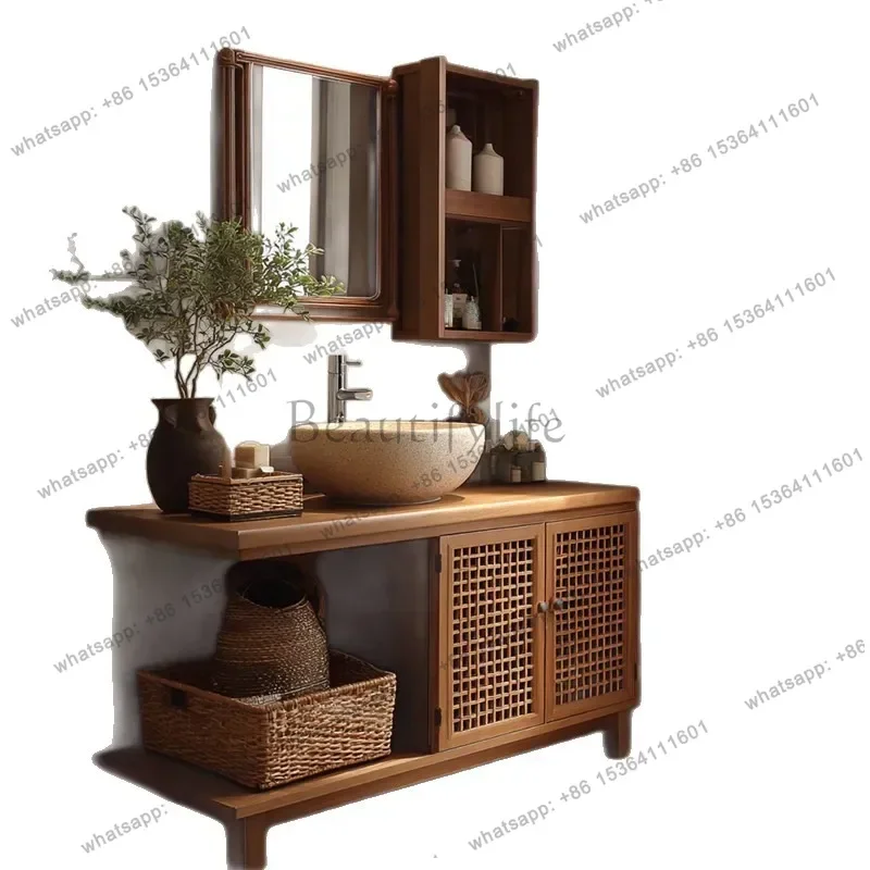 

Bathroom Cabinet Combination Japanese Log Beauty B & B Slate Oak Paint Wash Table
