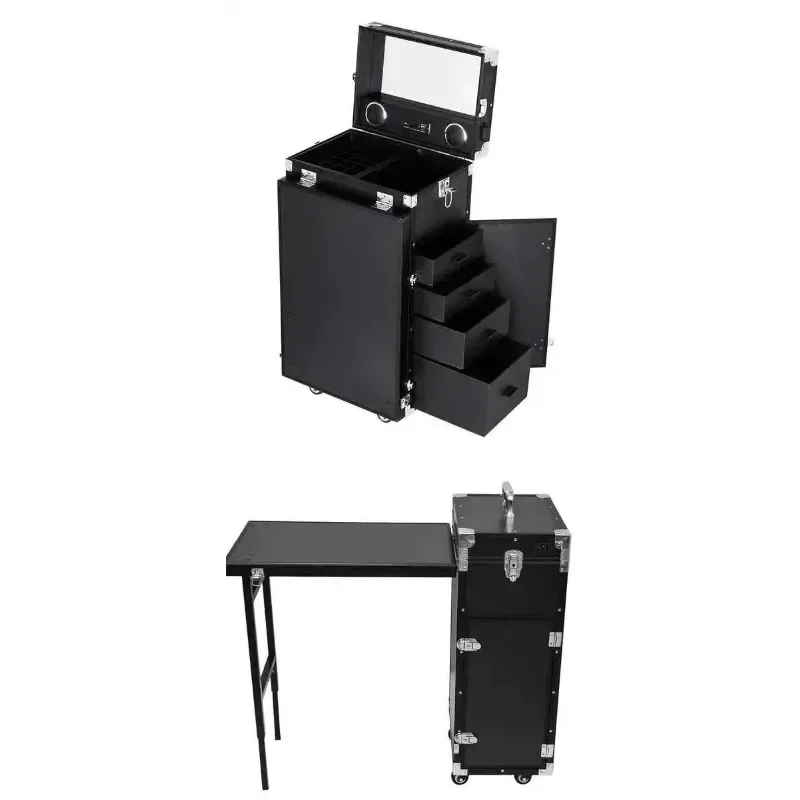 أسود قابل للطي مكتب مستحضرات التجميل محطة العمل للطي المتداول المحمولة حالة مسمار التكنولوجيا الجداول مانيكير ميسا Plegable صالون الأثاث