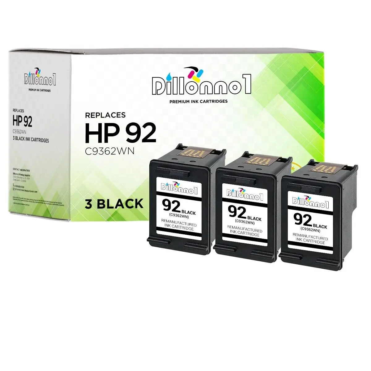 3pk para hp 92 para hp92 para hp c9362wn cartucho de tinta preta