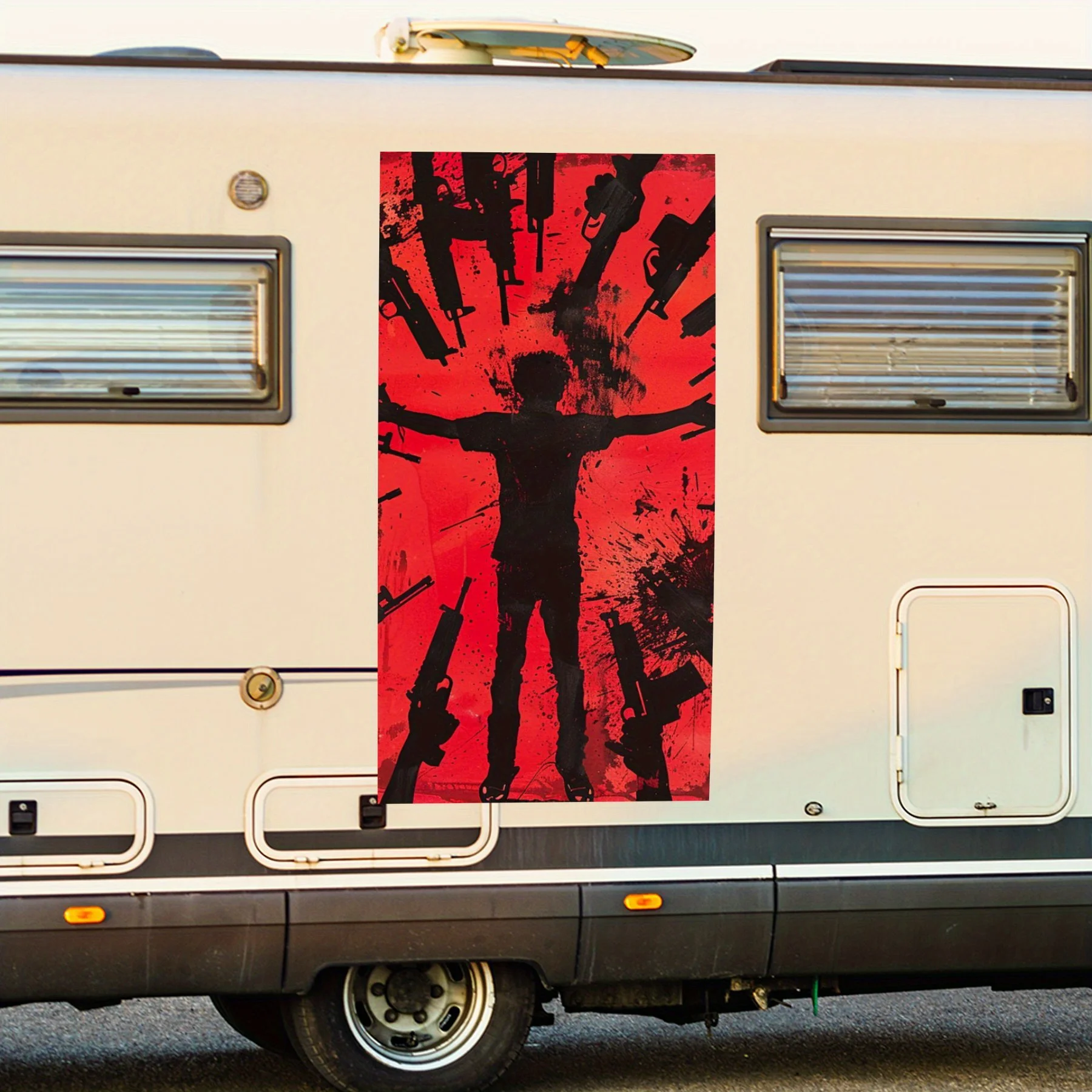 

Интенсивный пистолет, объемный дом на колесах, наклейка на дверь автомобиля, ПВХ, самоводонепроницаемая палочка, яркие автомобильные внешние аксессуары, декор, защита подарка