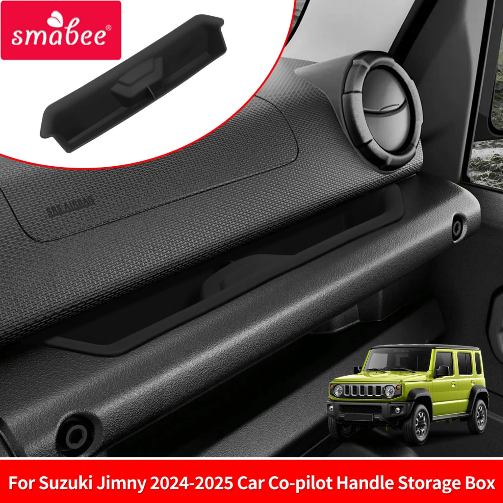 Smabee Right Drive for Suzuki Jimny 2024-2025 Co‑Pilot Passenger Dashboard Handle Mat Silicone Storage Pad Accessories Black