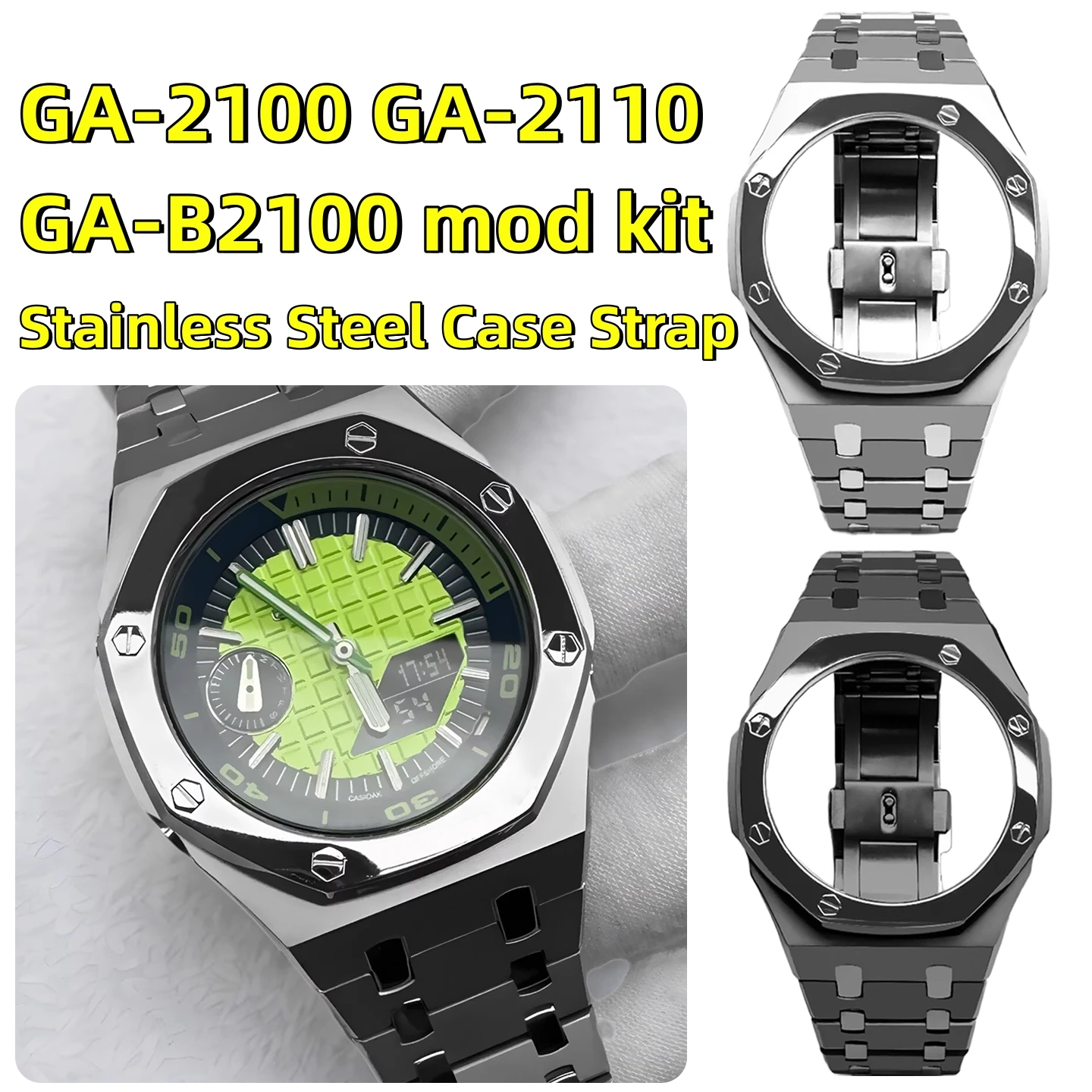 

GA2100 Mod kit Stainless Steel Case watch Strap For Casio G-SHOCK Farm Oak GA-2100 GA-2110 GA-B2100 Metal watch bezel watch band