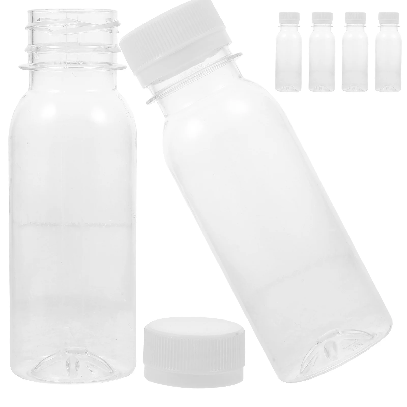 6 Pcs Reusable Juice Bottle for Kids Small Milk Bottles Drink with Lids Transparent Trip