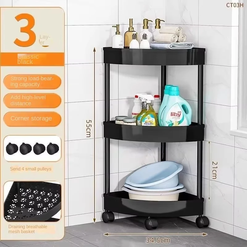 3/4/5 Tier Floor-standing Story Storage Racks Floor Kitchen Corner Bathroom Bathroom Corner Rolling Cart Gap Storage Rack Holder