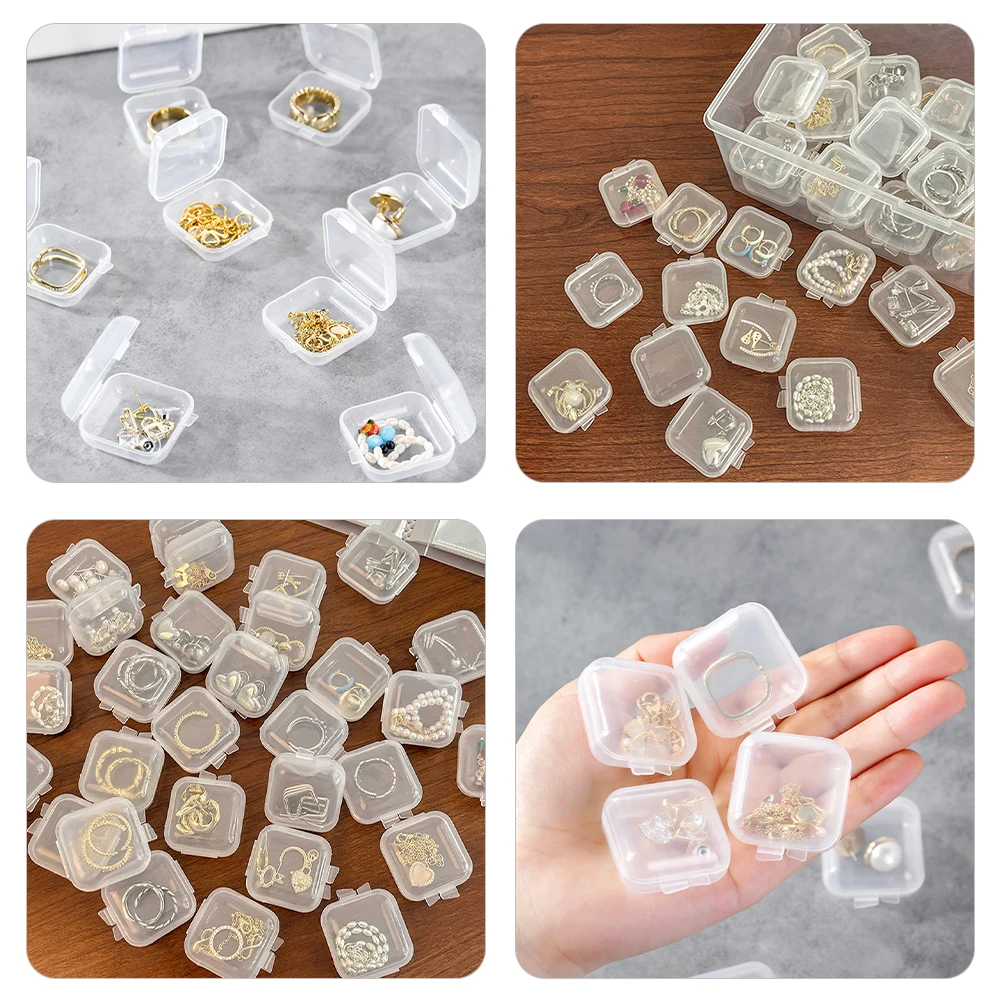 

100pcs Storage Boxes Jewelry Accessories Organizer Transparent Portable Cases PP Beads Rings Earplugs Travel Lightweight
