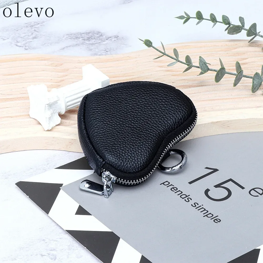 

Fashion Heart Shape Womens Zipper Small Wallet with Key Ring Love Coin Purse Heart Wallet Genuine Leather Coin Purses for Girls