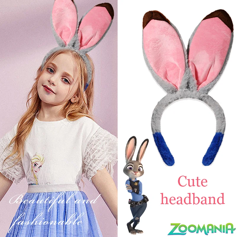 2025 Zootopia Judi Nick Ear Headband Amusement Park Hair Hoop Sequin Mesh Party Headwear Birthday Christmas Present