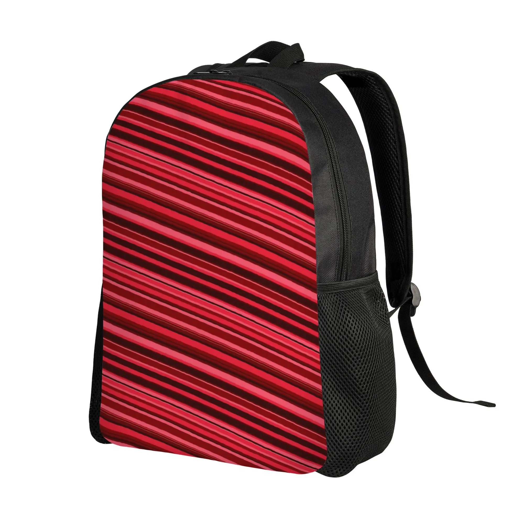 Mochila minimalista para hombre, diseño de rayas rojas y rosas - negra, un solo compartimento, ligera y duradera, adecuada