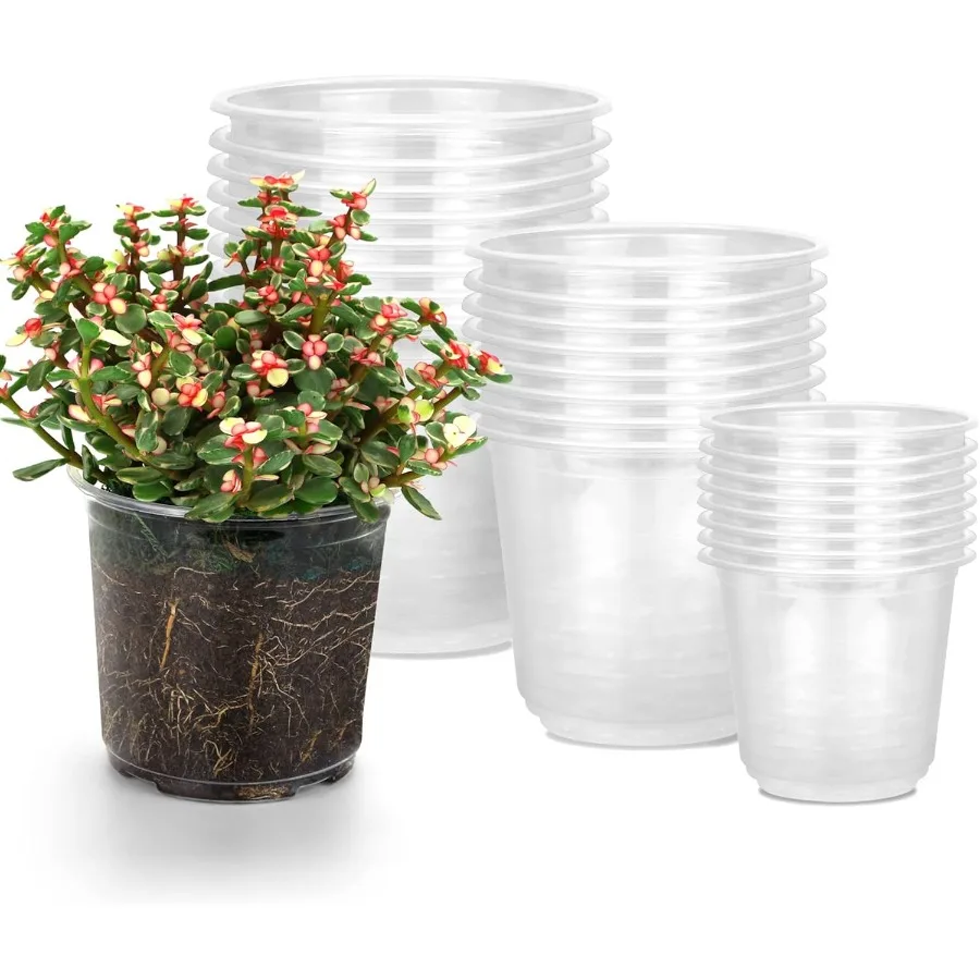 

6 5 3,5-дюймовых прозрачных детских горшков с дренажем, 24 упаковки, прозрачные детские горшки для растений, пластиковый садовый цветочный горшок