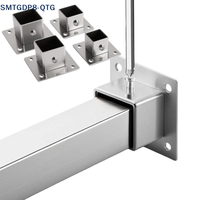 NEW 1/2 Sets Flange Base Stainless Steel Square Tube Connector Tube Outer Dia. 25/30/35mm Elbow Corner Joint Fence Rail Clamps