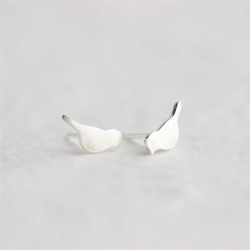 New Fashion Jewelry Cute Animal 925 Sterling Silver Personality Brushed Sweet Bird Simple Women Stud Earrings  E248