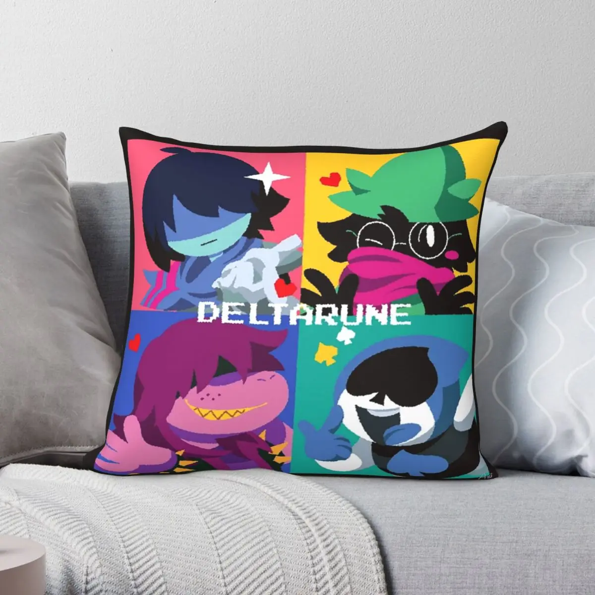 Deltarune Poster Square Pillowcase Polyester Linen Velvet Pattern Zip Decor Car Cushion Case 18