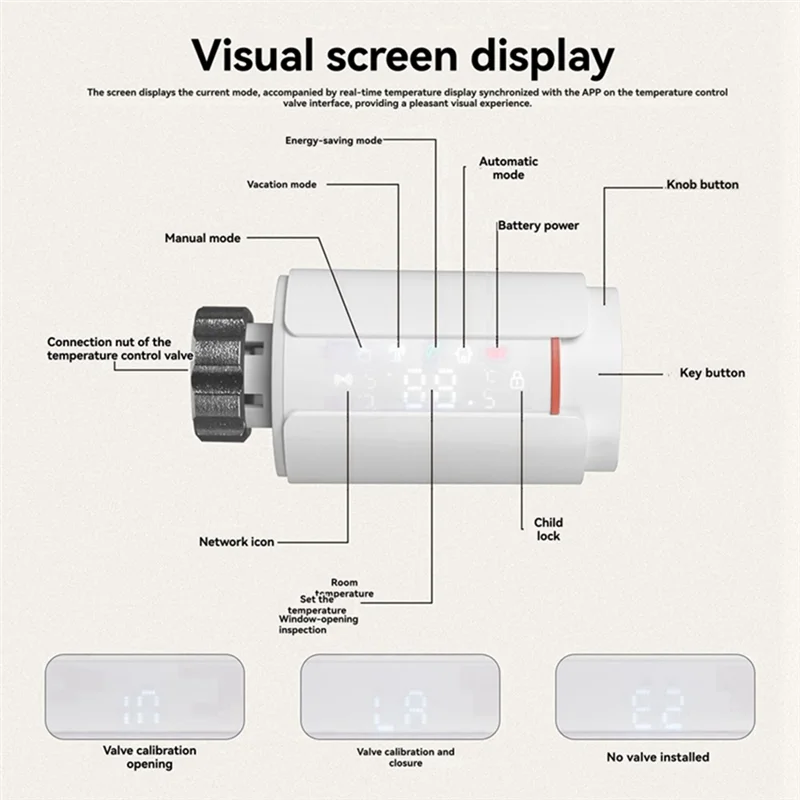 PHILE-Tuya Zigbee Thermostatic Radiator Valve Smart TRV Programmable Supports Alexa & Google Home, Remote App Operation