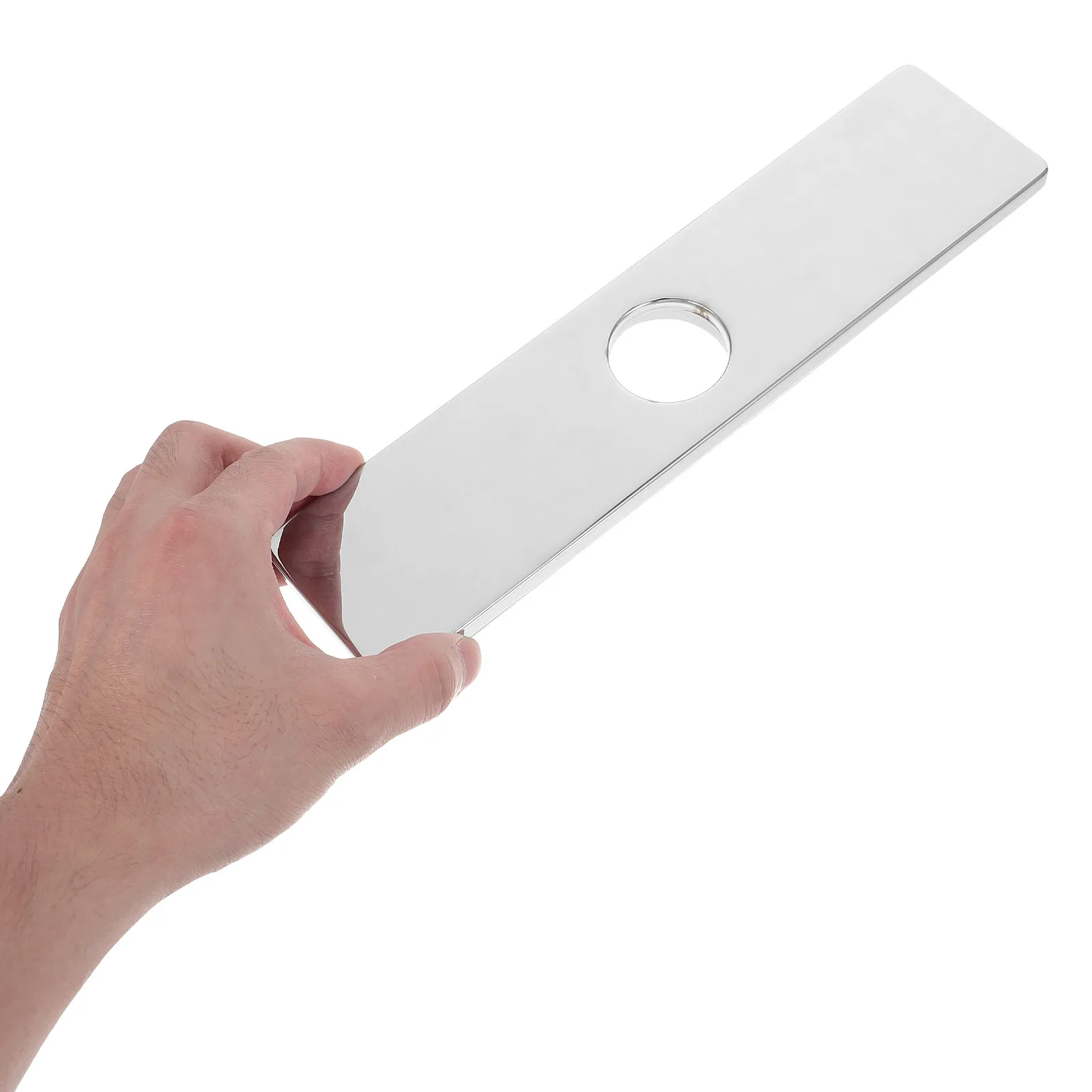 Silver Stainless Steel Faucet Hole Cover Deck Plate Kitchen Sink Faucet Trim Plate Brushed Surface Hole Escutcheon