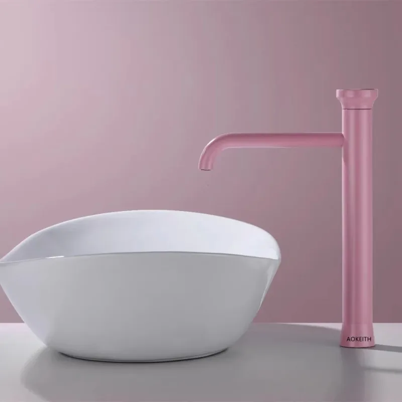 Pink Love Color Bathroom Sink Faucet hot and cold Crane Brass Basin Faucet White or black Sink Faucet Single Handle water tap