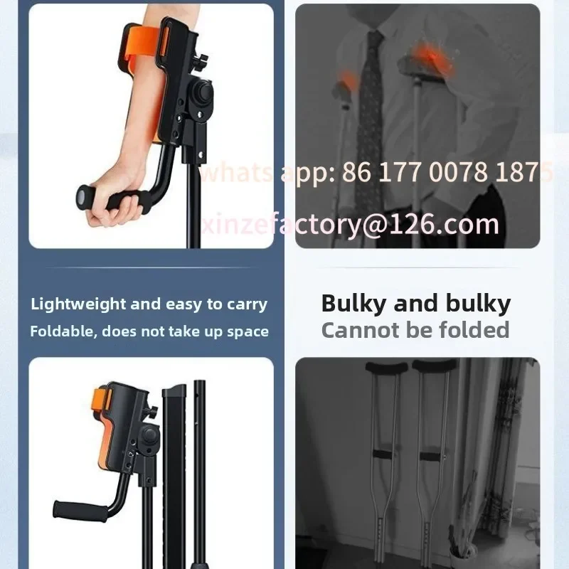 Customizable Elbow Crutches, Arms Crutches,Young People Orthopedic Mobility Aids Walking Stick Portable Folding Forearm