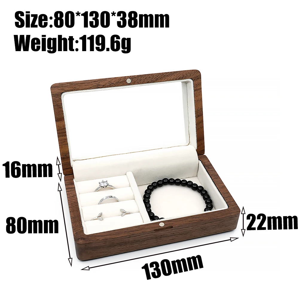 Travel Retro Wood box Wooden Jewelry Packing Case Wedding Ring Necklace Bracelet Organizer Women Men Display Box Gift for Couple