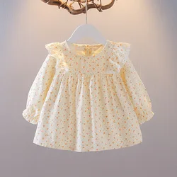 Girls Floral Shirts Spring And Autumn Cotton Infant Cotton Long Sleeve Top Girls Baby Round Neck Baby Shirts