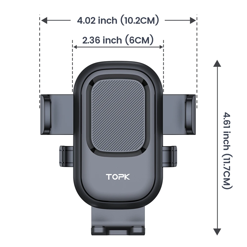 TOPK حامل هاتف السيارة هوك جبل 360 °   حامل فتحة تهوية قابل للتعديل مناسب لهواتف iPhone وAndroid (4"-7") ​
