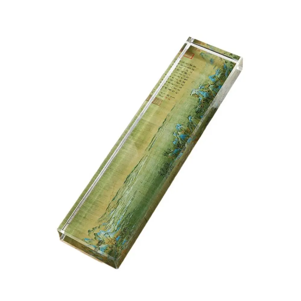 Heavy Enough Clear Crystal Paperweight Rectangle Smooth Surface Writing Town Ruler Desktop Ornament Flat Bottom