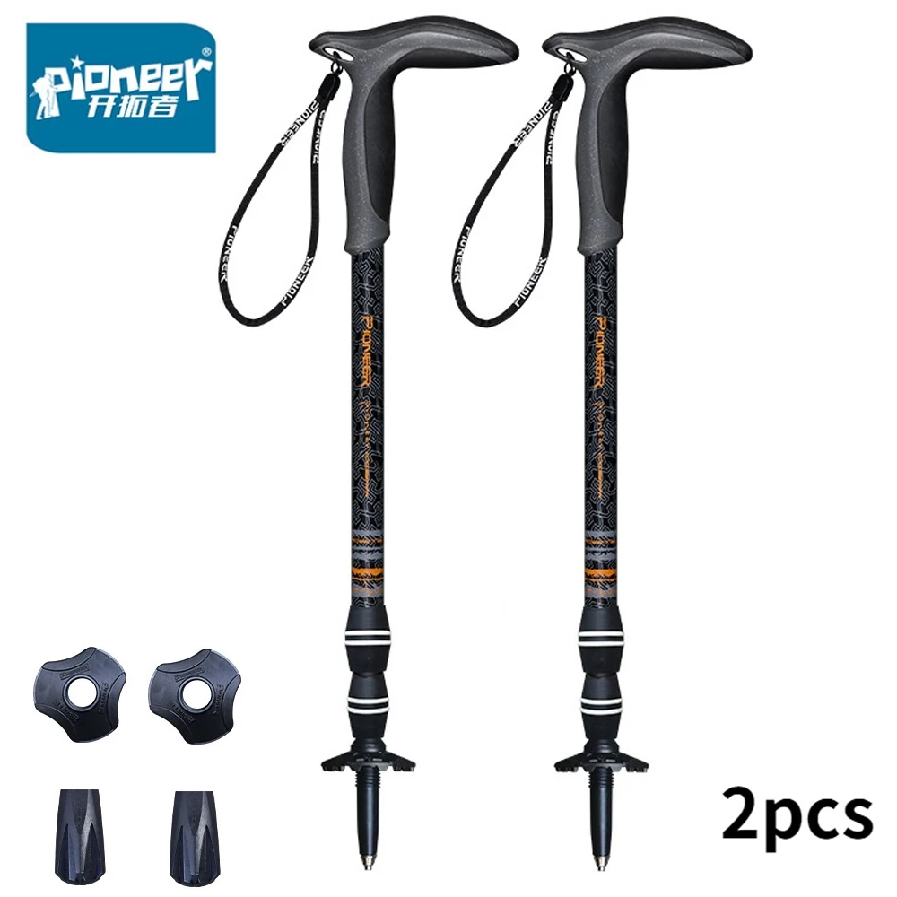 

Pioneer Lightweight Folding Collapsible Quick Lock Trekking Pole Hiking Trail Running Walking Stick Carbon Fiber Walking Cane