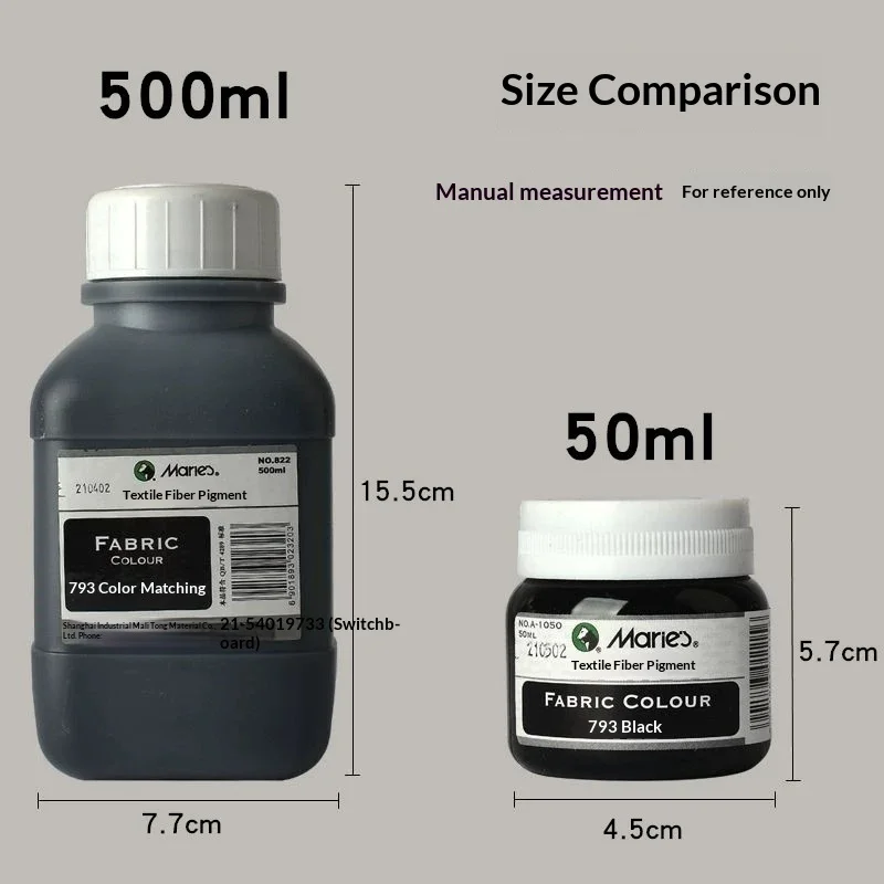 Marie's 50ml/500ml Black Textile Fabric Paint Flexible Pigment for Clothing Shoes Bag DIY Hand Painting