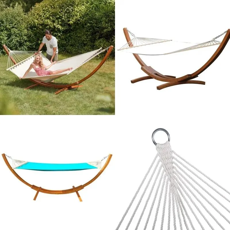 Outdoor Camping Leisure Durable Backyard Wooden Frame Hammock Swing Bed