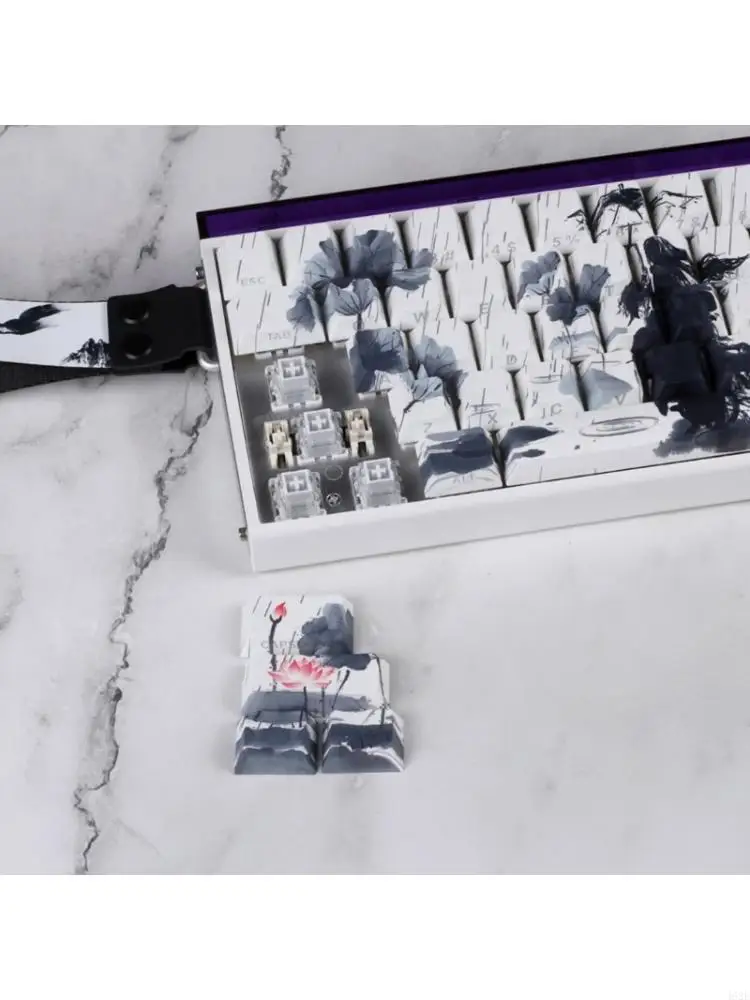 

462E PBT Keycap Rain Flower Theme Keycaps for 60% 68% Mechanical Keyboards