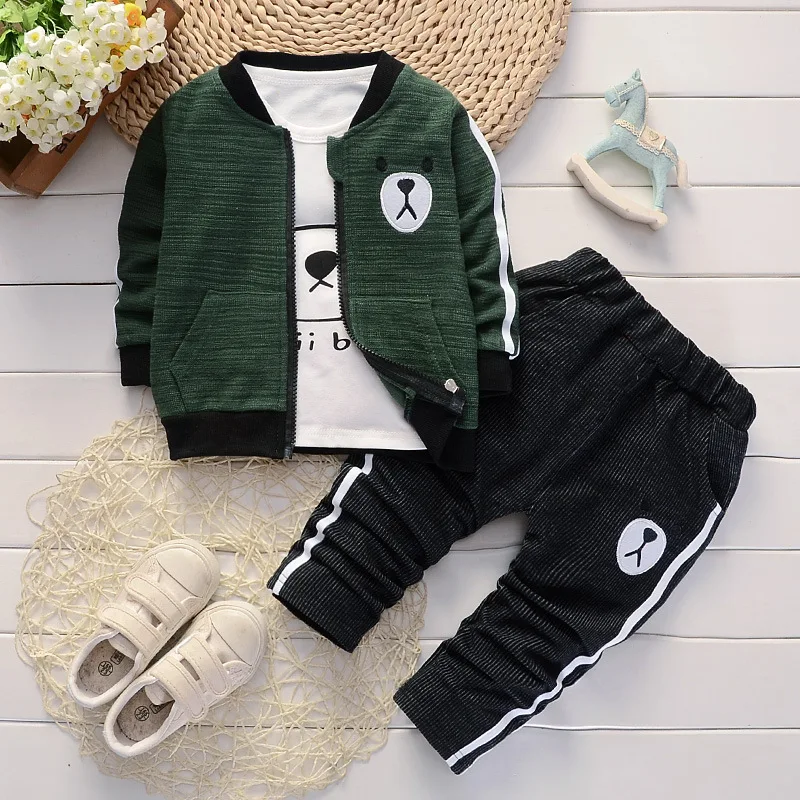 Baby Boy Clothing Set Fashion Cotton Hooded Tops+Pants 3pcs Outfits Infant Boys Tracksuit Newborn Kids Clothes Sets