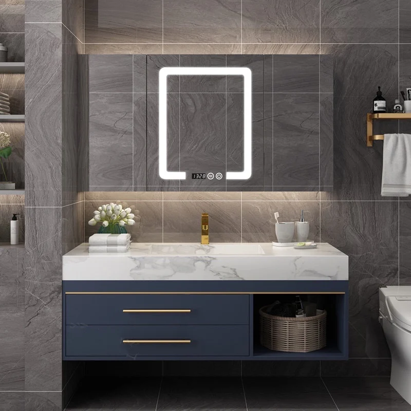 

Новый 4-плавающий туалетный столик для ванной комнаты с зеркальным светильником, современный туалетный столик для ванной комнаты